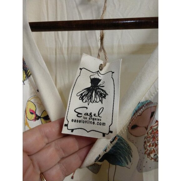 Easel Los Angeles Owl Print Oversized Top M - Picture 3 of 8